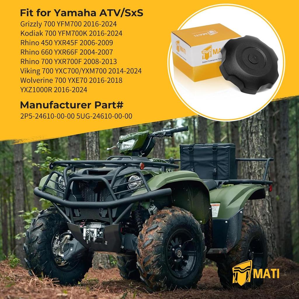 M MATI Fuel Cap Gas Cap For Yamaha Rhino 450 660 700 Viking 700 Kodiak 700 Grizzly 700 Wolverine 700 YXZ1000R 2P5-24610-00-00 5UG-24610-00-00