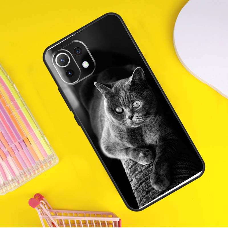 Beautiful Grey British Shorthair Cat Cover For Xiaomi 13 14 Ultra 11T 12T 13T 14T Pro POCO X7 Pro X3 X5 F3 F5 F6 M6 X6 Pro Case