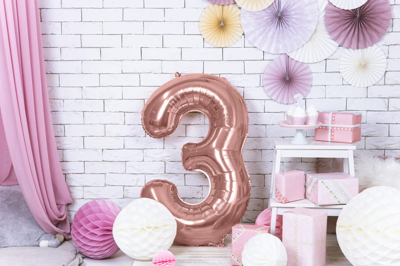 Balon Foliowy Cyfra "3" Różowe Złoto 86 Cm