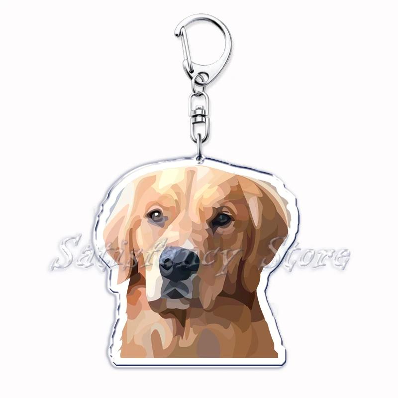 Cute Golden Retriever Doggo Acrylic Keychains Puppy Pet Dog Keyring for Accessories Bag Pendant Key Chain Jewelry Fans Gifts