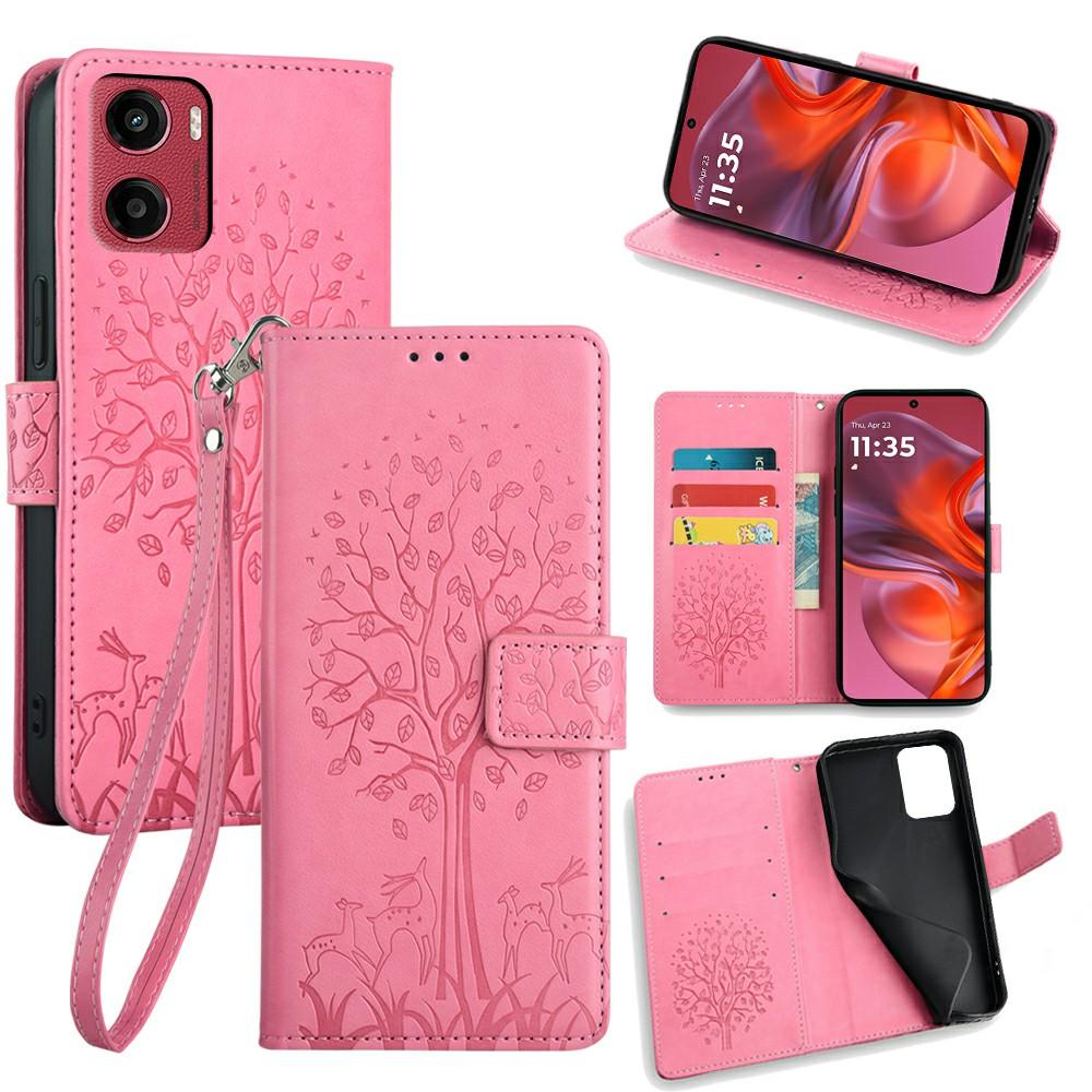 For Motorola Moto G05 4G Case PU Leather Wallet Phone Cover Tree Deer Imprinted