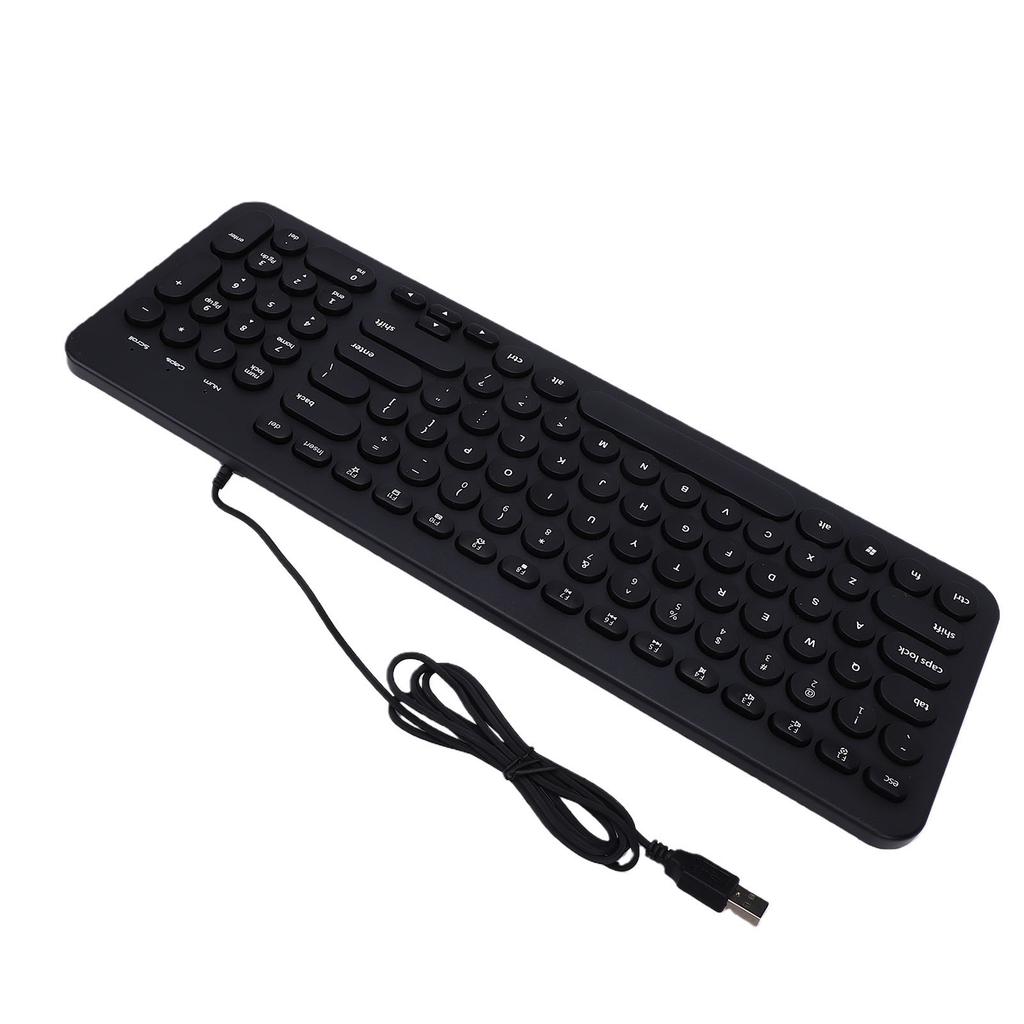 Small Wired Keyboard Multifunctional Zero Latency Quiet Round Keys Compact USB Laptop Keyboard