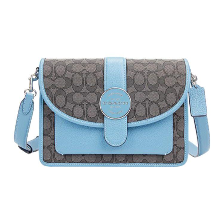 

Coach Lonnie 26 Color Block Classic Monogram Flap Closure Jacquard Fabric And Leather Shoulder Crossbody Bag Medium Women shoulder bags C8307-SVUQ3 Basic Set (Bag+Dust Bag)