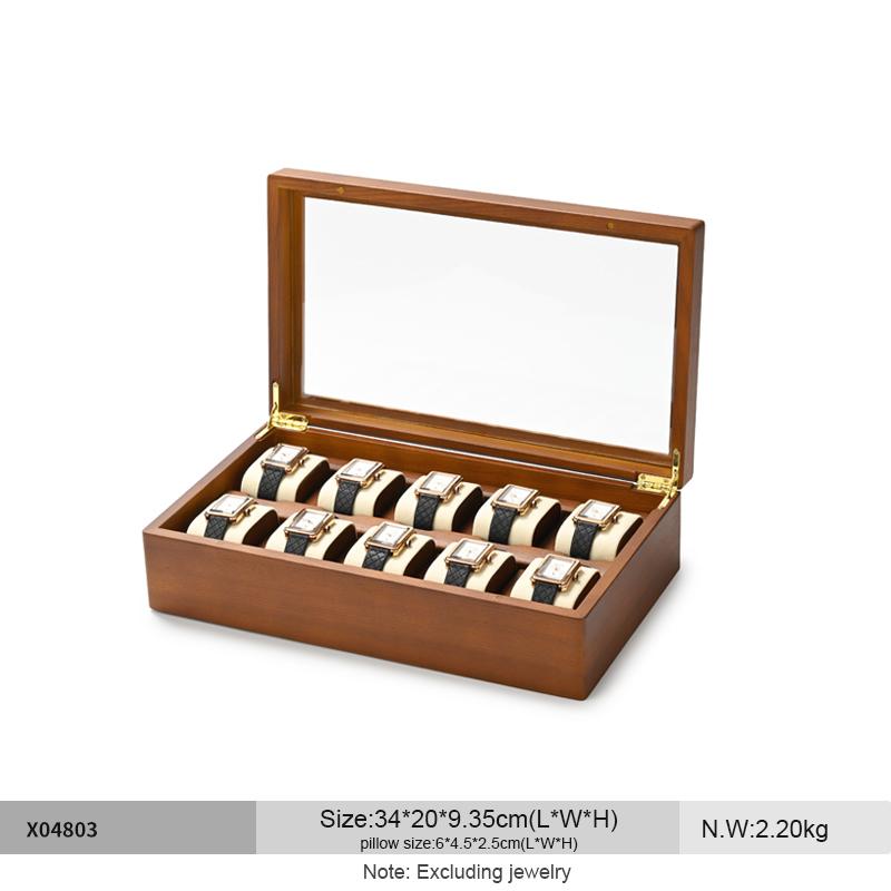 Oirlv 10 přihrádek Box na hodinky Dřevěná šperkovnice Organizer na hodinky Pouzdro Pánské Dámské Mechanické hodinky Úložné pouzdro Box na vystavení náramkových hodinek