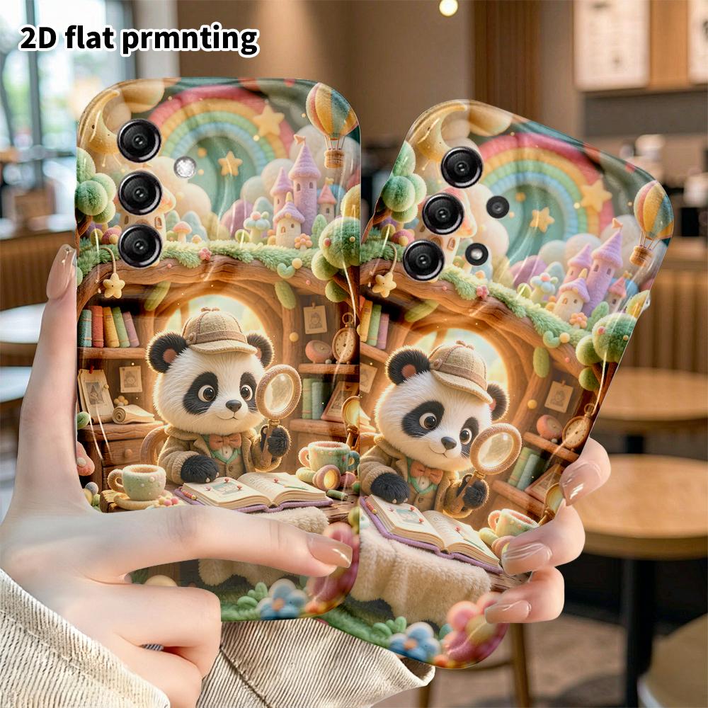 Phone Case: 2D Flat, Suitable for Samsung Galaxy A34 A35 M05 M06 S20 S22 S21 FE Plus 5G Protective Cases, Panda Detective Treehouse, Perfect Christmas