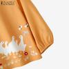 ZANZEA Women Casual Round Neck Loose 3/4 Sleeve Print Blouse