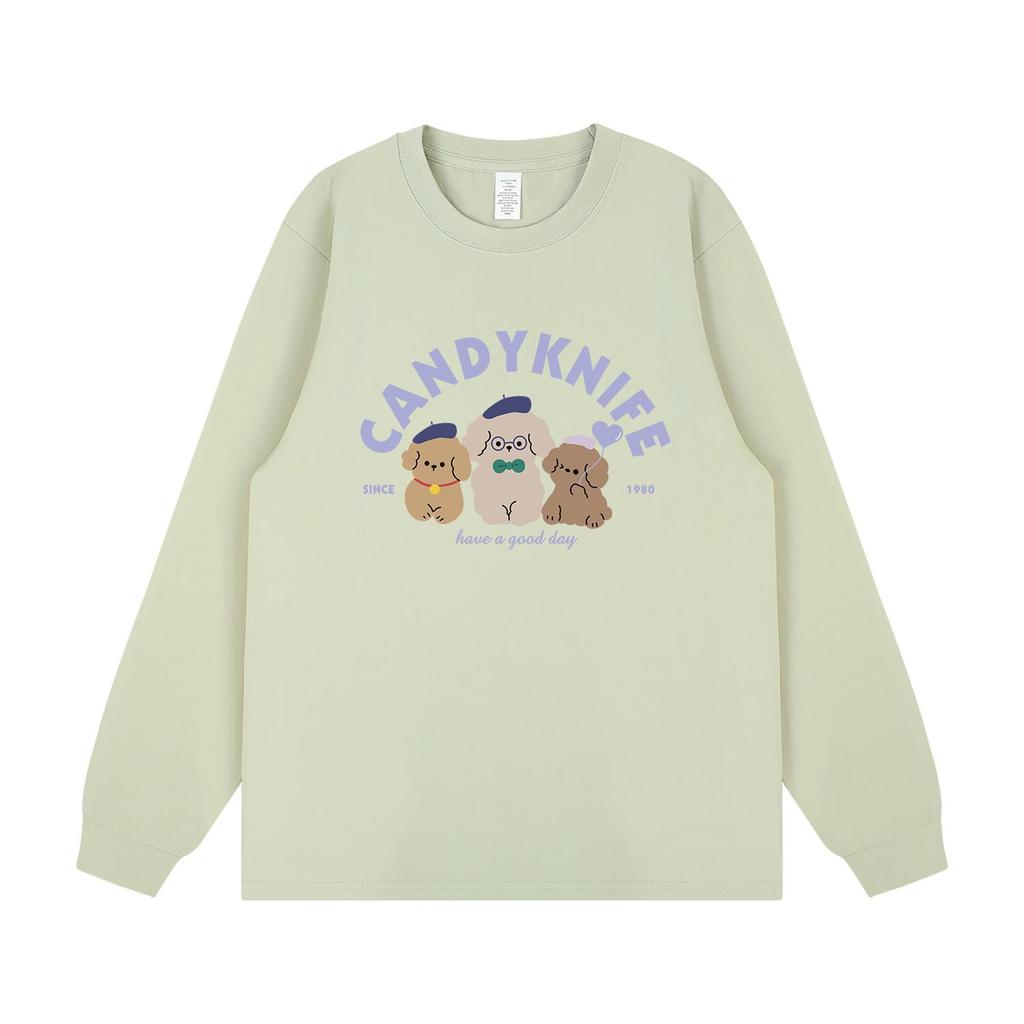 Trendy Cartoon Print Long-Sleeve T-Shirt - Age-Defying, Versatile, and Cozy for Autumn & Winter