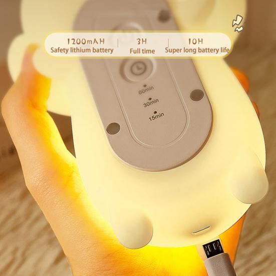 Silicone Night Light with Auto-Off Timer Cute Puppy Design Flicker Free Eye Protection Touch Control LED Bedside Lamp Decoration