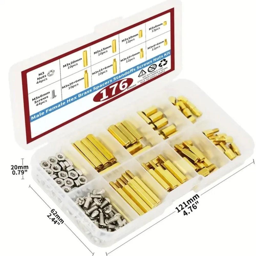 176pcs Hex Male-Female Motherboard Standoffs Brass Brass Standoff Spacer  PCB Circuit Board