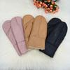 Women's Lambskin Leather Fur Winter Gloves with Hand-Muff - Cold Weather Protection.