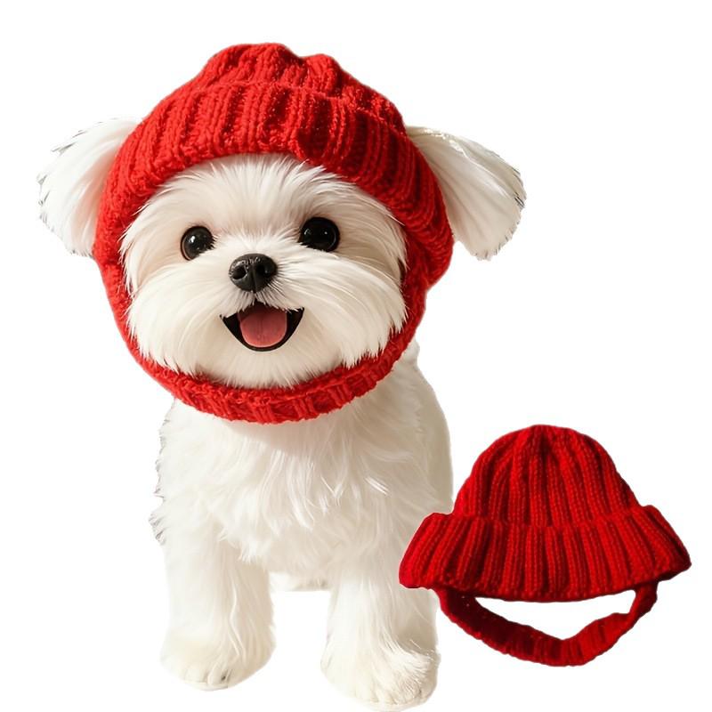 Knitted Dog Hat & Scarf for French Bulldog, Pug, Shiba Inu, Corgi – Winter Ear Cover