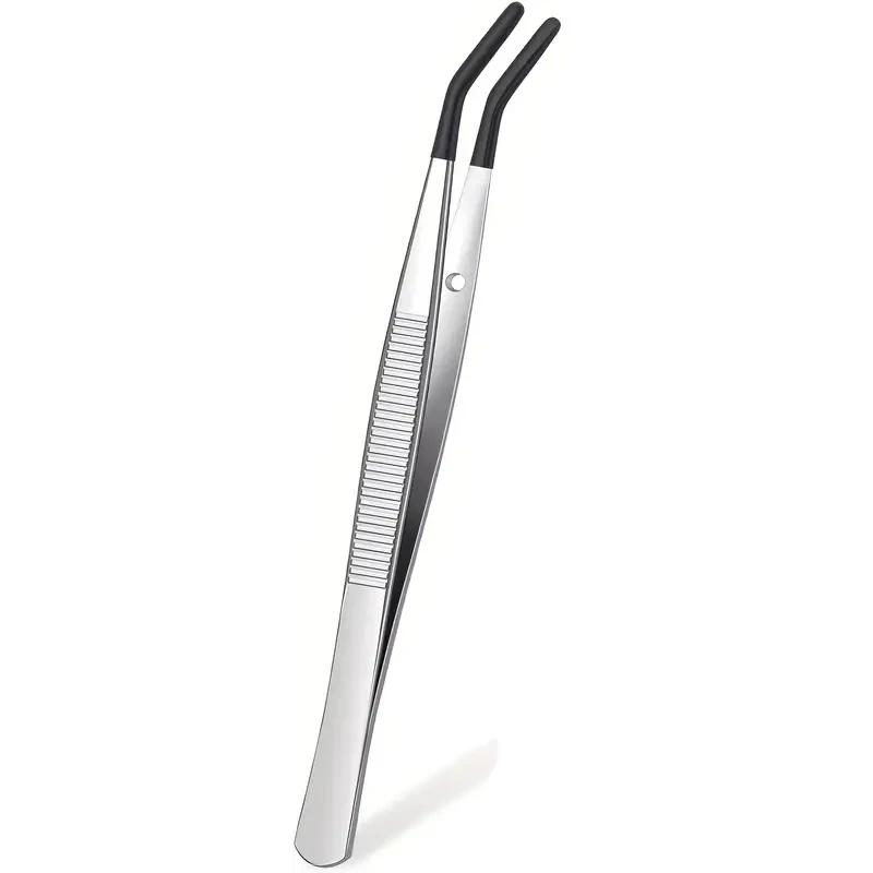 

1 4 Pcs Eyelash Tweezers Rubber Tips Non Marring Flat Bent Tip Eyelash Extension Tweezers For Professional Use