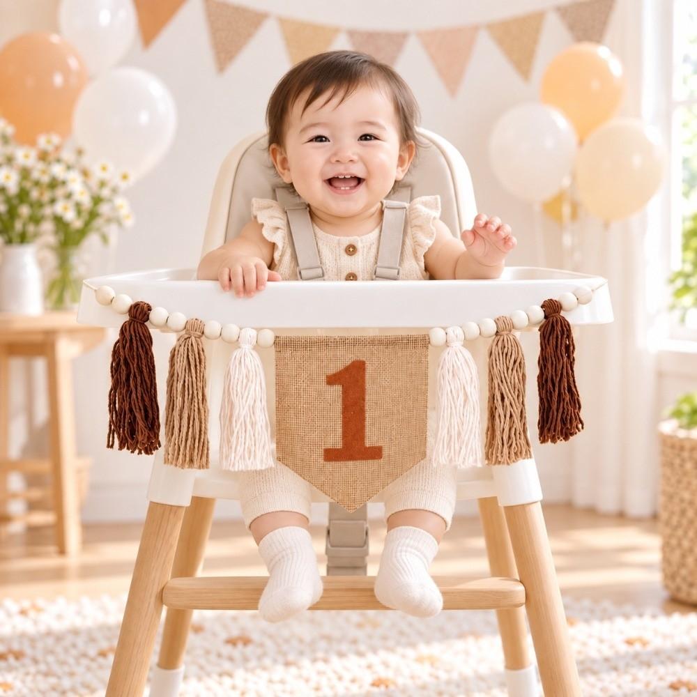 First Birthday Theme Party Photo Props Colorful High Chair Banner  For First Birthday