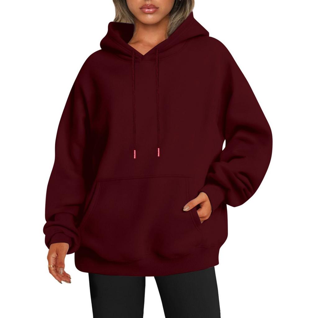 Falling Shoulder Sleeve Hooded Sweatshirt, Women's Autumn Thick Hooded Sweatshirt