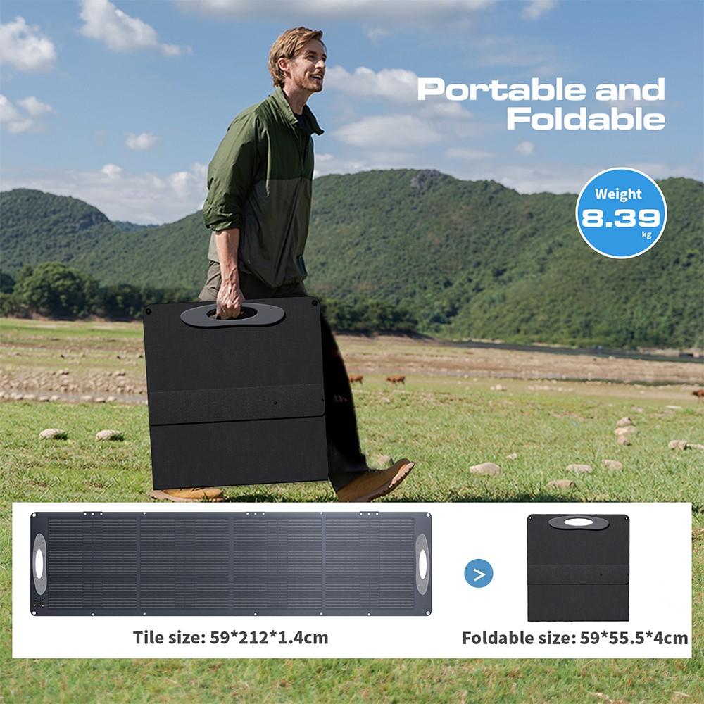 VDL POWER 200W Foldable Portable Solar Panel, 20V Monocrystalline Cell, Adjustable Kickstand, 23.5% Conversion Efficiency, IP67 Waterproof