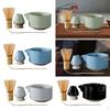 4 Pieces Bamboo Matcha Whisk Scoop and Holder Bowl, Japanese Ceremony Accessory with Tea