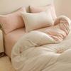 Thickened Milk Fleece Four-Piece Set, Solid Color Coral Fleece Bed Sheet Quilt Cover, Flannel Bed Three-Piece Set
