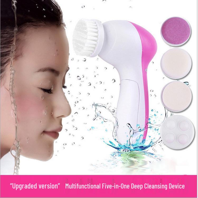 Five-in-One Electric Facial Cleansing Brush and Massager