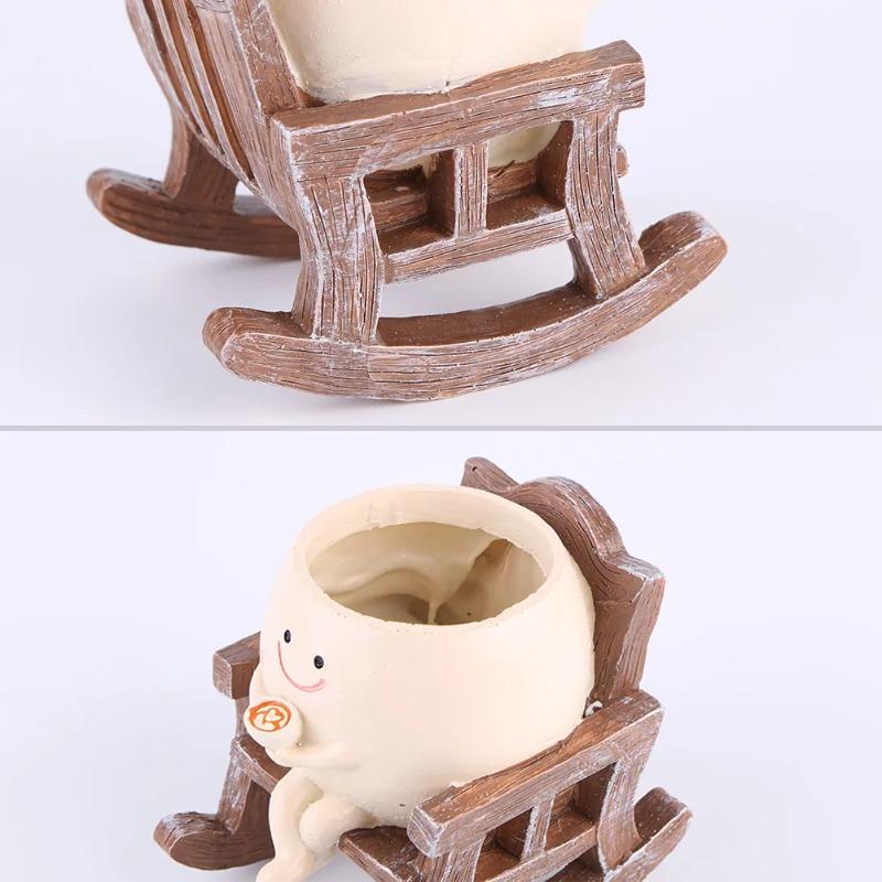 Creative Rocking Chair/Swing Face Flower Pot Garden Pots Cute Resin Head Planters Home Garden Supplies for Indoor Outdoor Plants