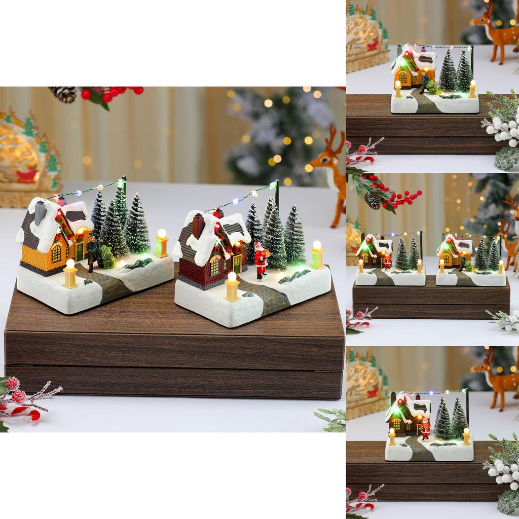 Weihnachtsmann Harz Spieluhr Weihnachtsszene Mit Licht Für Feiertagsdekorationen Und Geschenke