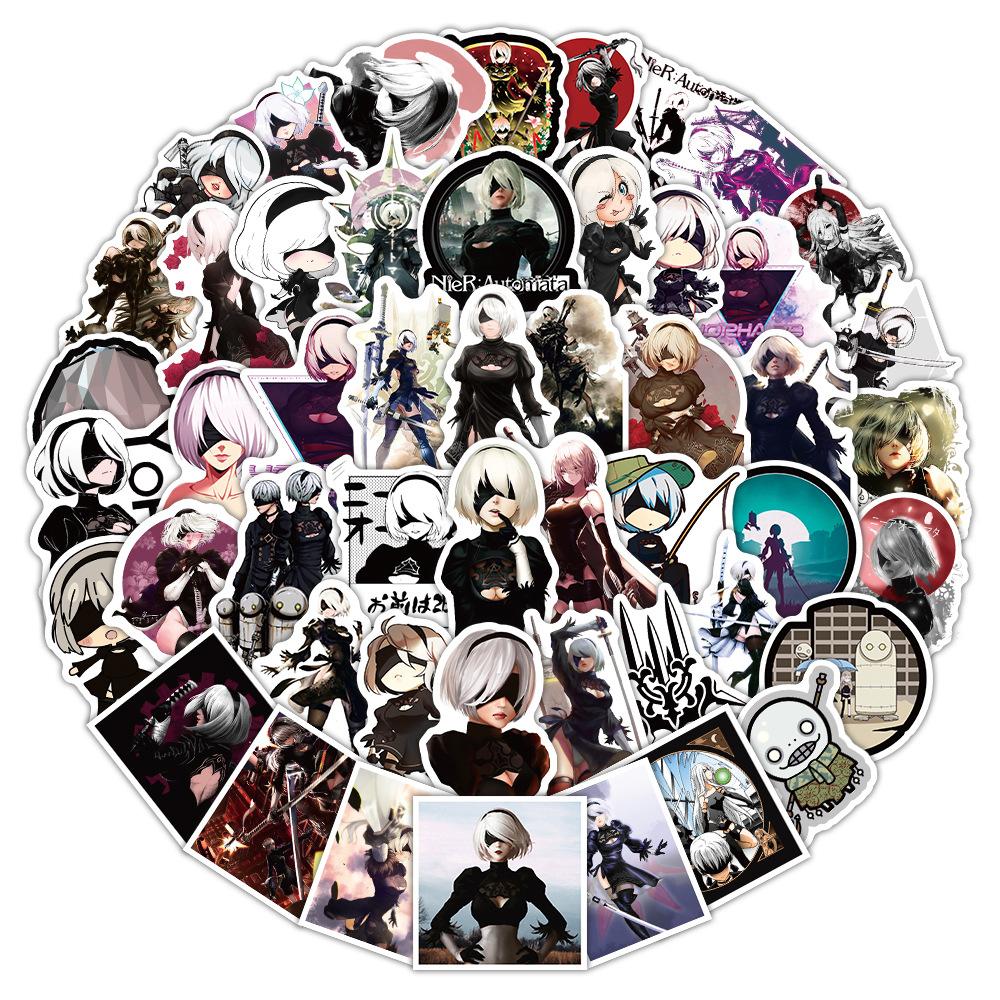 1050Pcs Nier Automata Game Stickers Personalized Cool Creative Decorative Skateboard Helmet Motorcycle Stickers Kids Toy