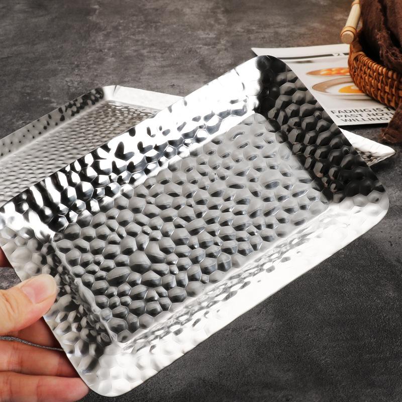 Stainless Steel Tray Buffet Presentation Tray Metal Food Serving Plate Dessert Cake Pizza Pan Home Dishes Storage Organizer