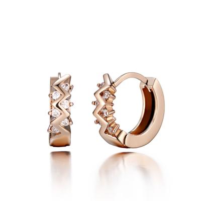 CRANNE 14K Zickzack-One-Touch-Ohrringe (Goldene Anstecknadel) C24EGP109