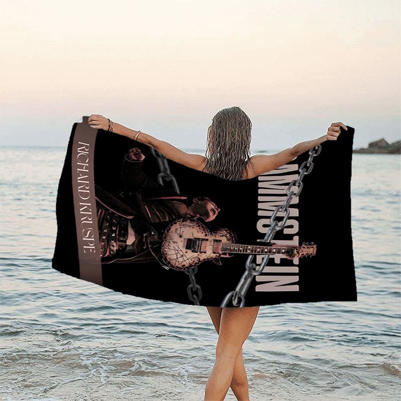 1pc Rammstein1 Beach Towel, Beach and Seaside Swimming Pool Equipment, Fashion Pattern, Rectangular, Travel Essentials