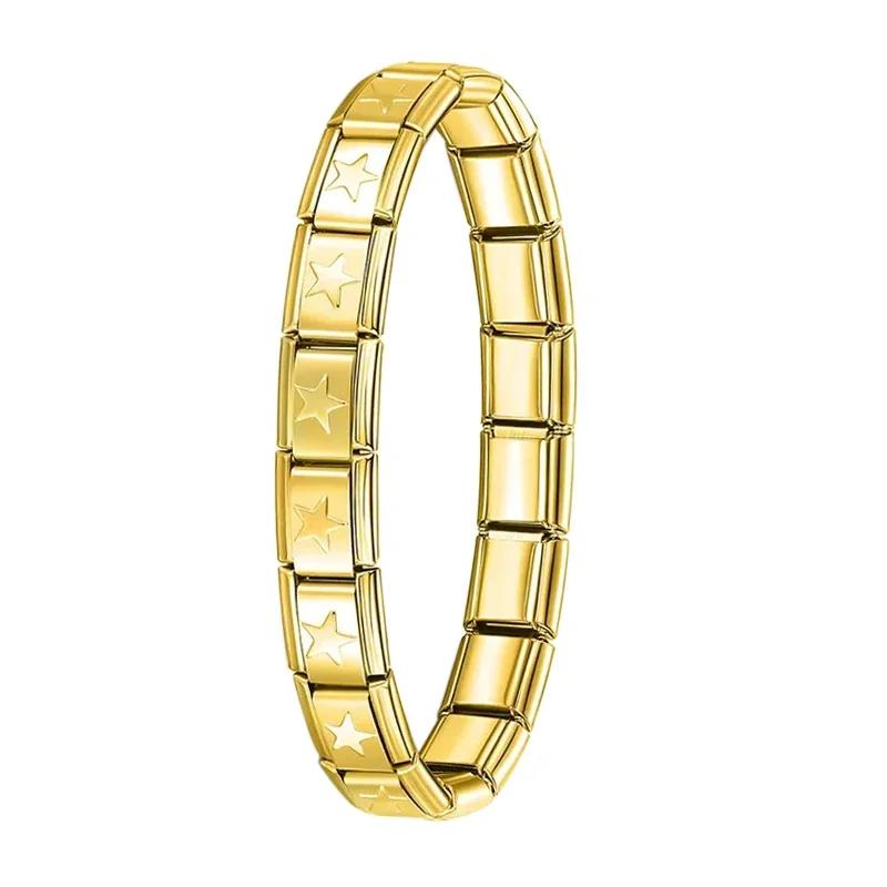 

Hapiship новые женские ювелирные изделия, итальянский эластичный браслет шириной 9 мм, модный браслет из нержавеющей стали ST- 17.5cm