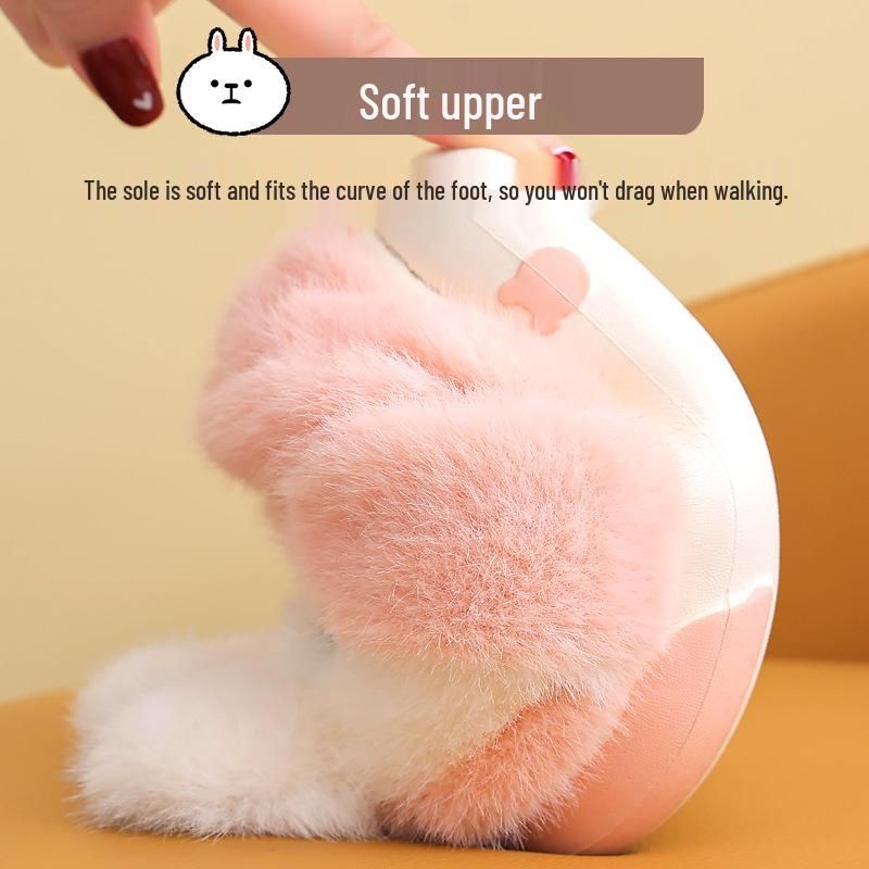 Children's Cute Rabbit Non-Slip Plush Slippers - Warm, Thick Sole, Heel-Covered, Available In Small, Medium, Large.