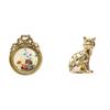 Vintage Ornate Round Photo Frame with Cat Statue Decorative Figurine European Art Craft for Wedding