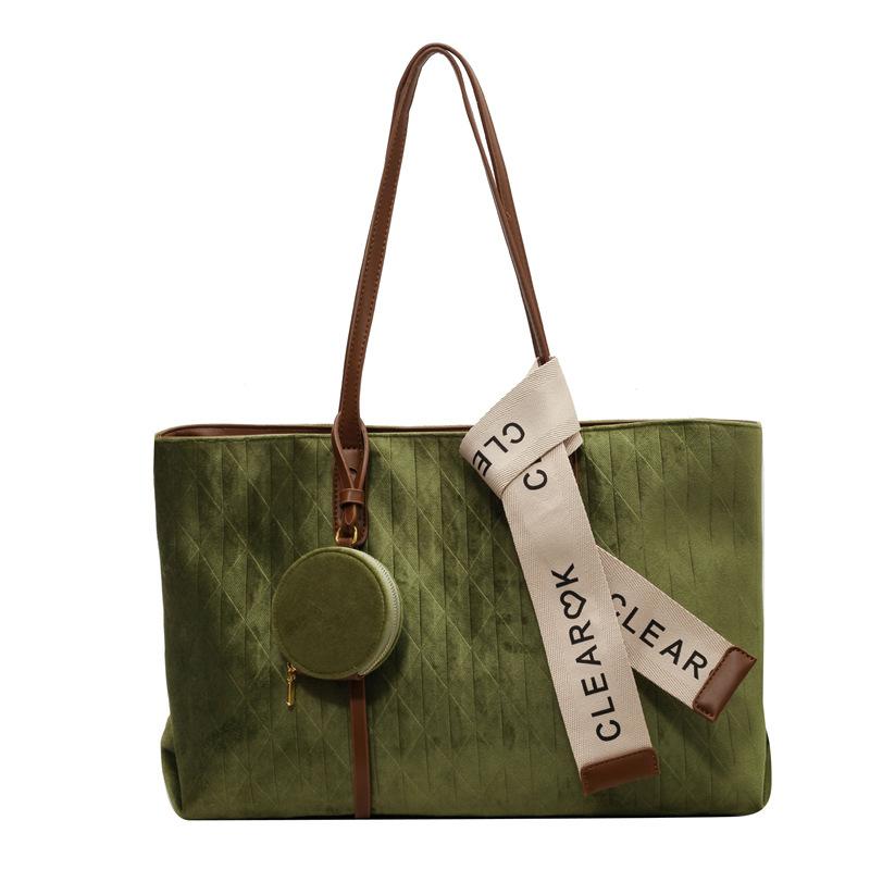 Large Capacity Suede Bag Women's Autumn and Winter Versatile Casual Shoulder Bag Class Tote Bag