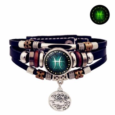 Leuchtendes Astrologie-Armband Personalisierter Sternzeichen-Anhänger Kunstleder Komfortsitz für Teenager und Erwachsene