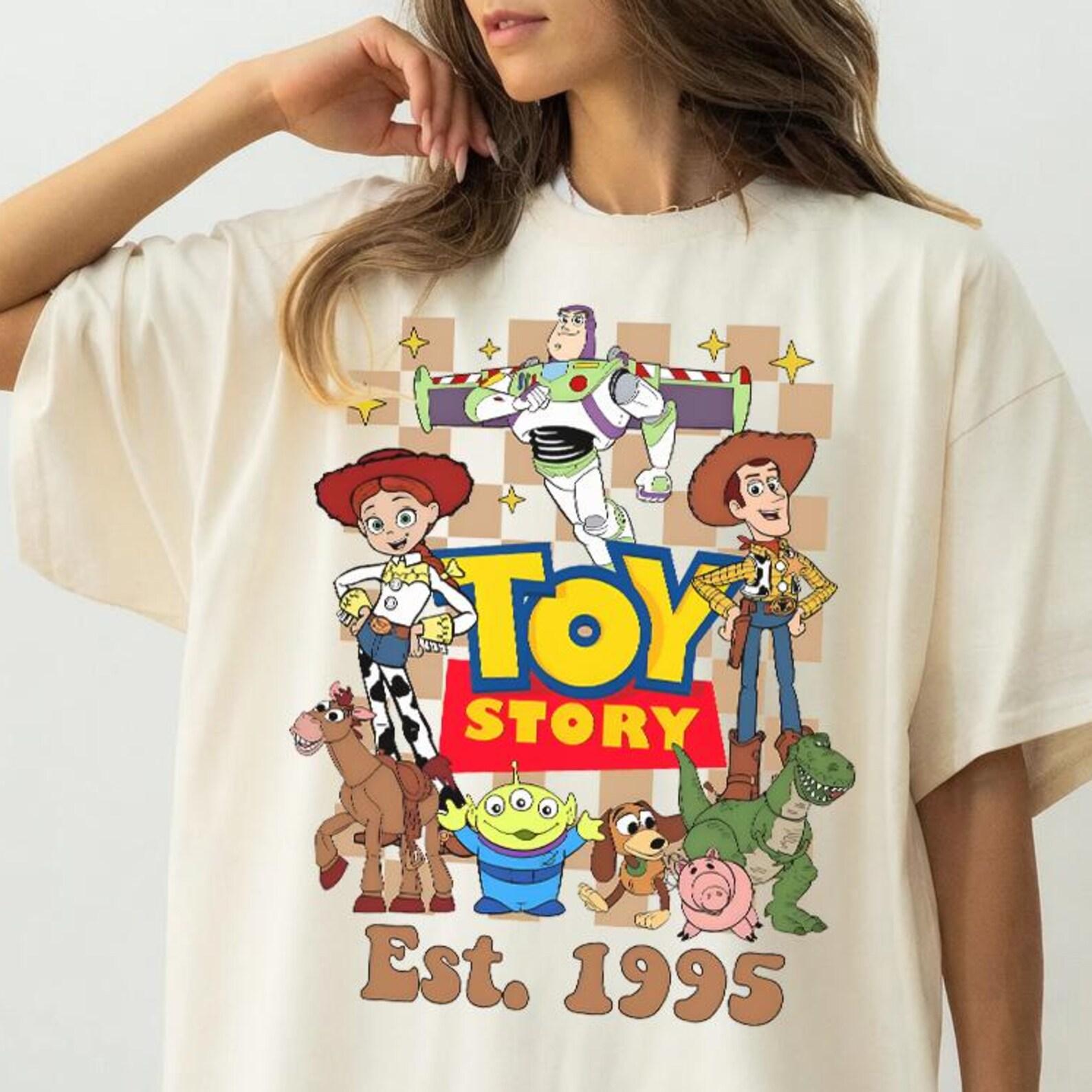Vintage Toy Story Est 1995 Shirt - Toy Story 5 Tshirt,Retro Disneyland Gift,Disney Trip Tshirt,Buzz LightYear,Woody,Slinky,Jessie,Bo Peep M