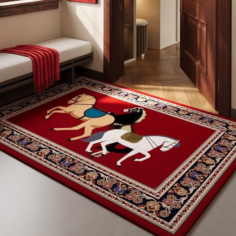 

WELCOME Mat with Cute Horse Pattern Red Front Door Doormat Non-Slip Indoor Outdoor Entryway Rug Dirt Trapper Home Decor Gift 40x60cm