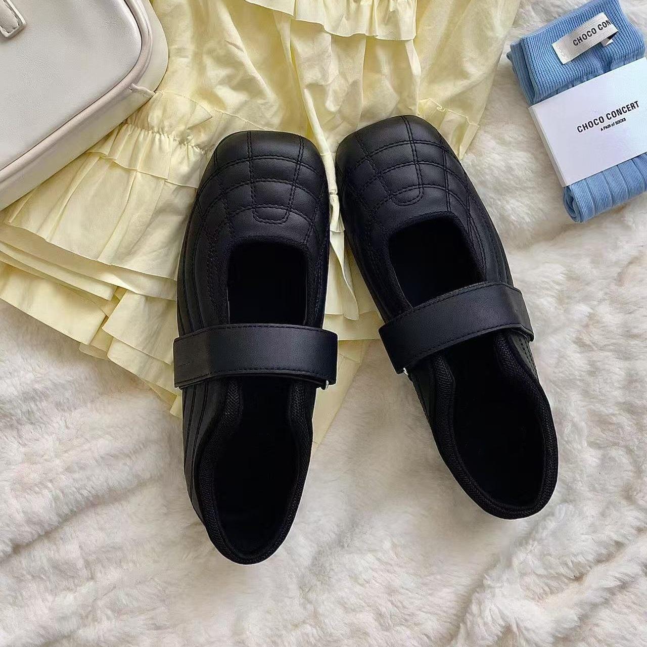 

Sheepskin version~ French Mary Jane shoes women s new models with skirts women s shoes single shoes square head flat shoes light mouth ballet shoes 40 чёрный