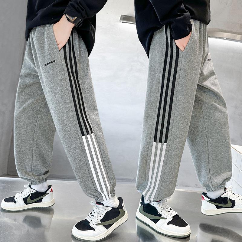 

Spring & Autumn 2023 Boys Casual Korean-Style Sports Pants - Available in Medium and Large Sizes 140 cm серый