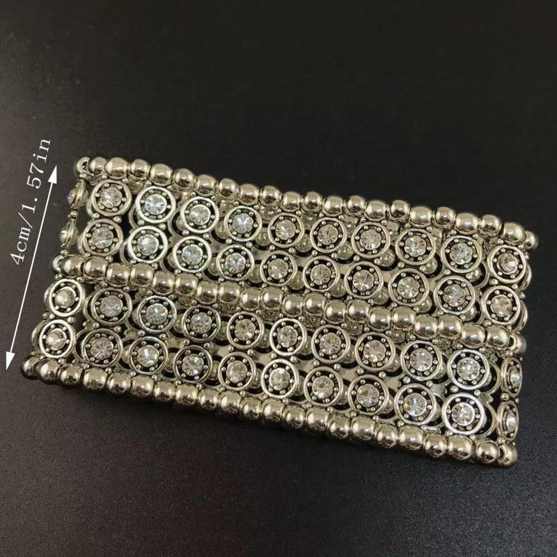 Meier Damen Armband Retro Strass Elastisch Breit