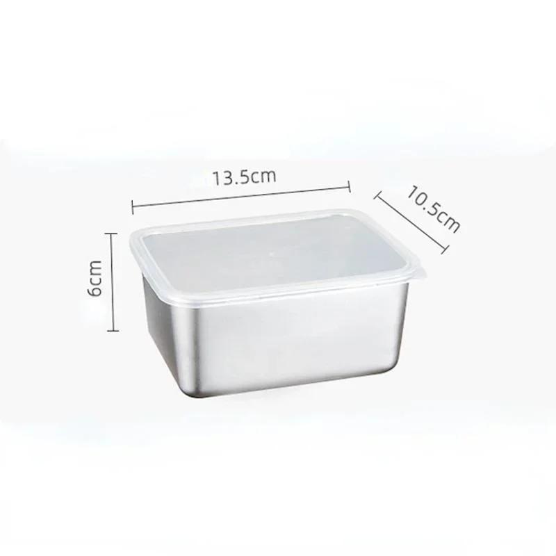 Food Grade Stainless Steel Refrigerator Storage Box Container Ingredients Freezer Storage Household Kitchen Food Sealed Boxs