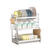 3-Tier Carbon Steel Countertop Dish Drying Rack with Utensil Holder