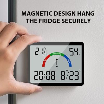 Ultradünner Wecker, LCD-Großbildschirm, digitales Temperatur-Hygrometer, einfacher Wecker, magnetisches Design, Schreibtisch-Dekorationsuhren