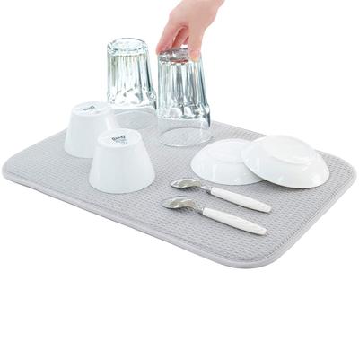 Draining Quick Drying Absorbent Dish Drying Rolled Up for Above the Shelf Sanleaves Gray Mat, Antibacterial, Mat, Mat, Storage, Kitchen, Microfiber,