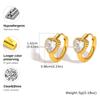 Dainty White Zircon Heart-shaped Earrings for Women,Pentagonal Star Earrings Gold Color Stainless Steel,Trendy Jewelry Gift