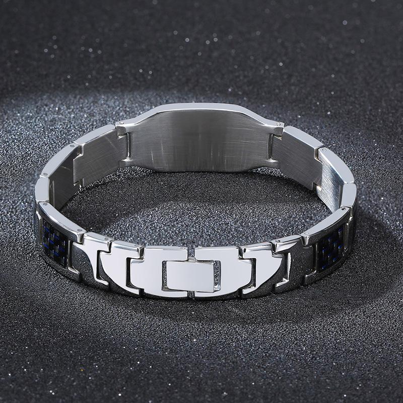 Carbon Fiber Bracelet Men Custom Star of David Logo Stainless Steel Hand Chain ID Bracelets For Dad Boyfriend Gift