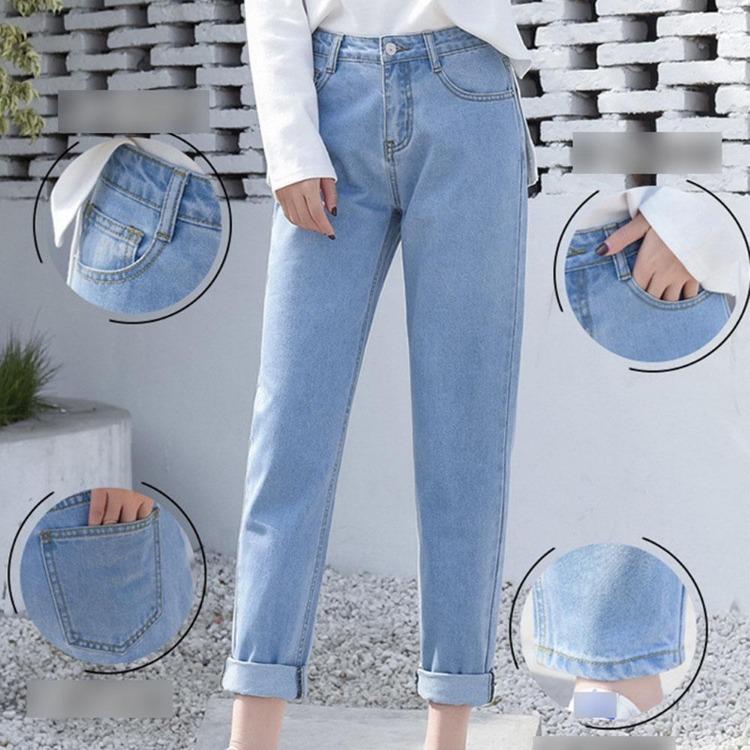 Plus Size Women High Waist Mom Jeans Harem Pants Black White