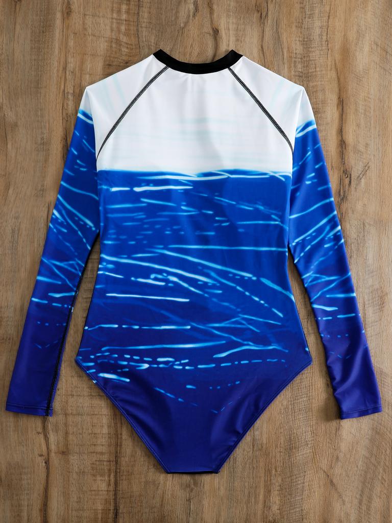 Women's Sexy A Piece Of Bathing Set   Swimsuit Long Sleeve Zipper Swimsuits Slimming  Swimwear