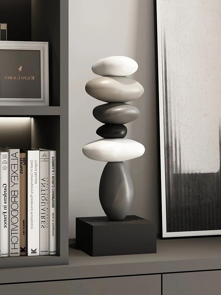 Modern Art Feng Shui Stone Resin Sculpture Wine Cabinet Decor Living Room Desktop Home Decoration Stone Statue Model Figurines