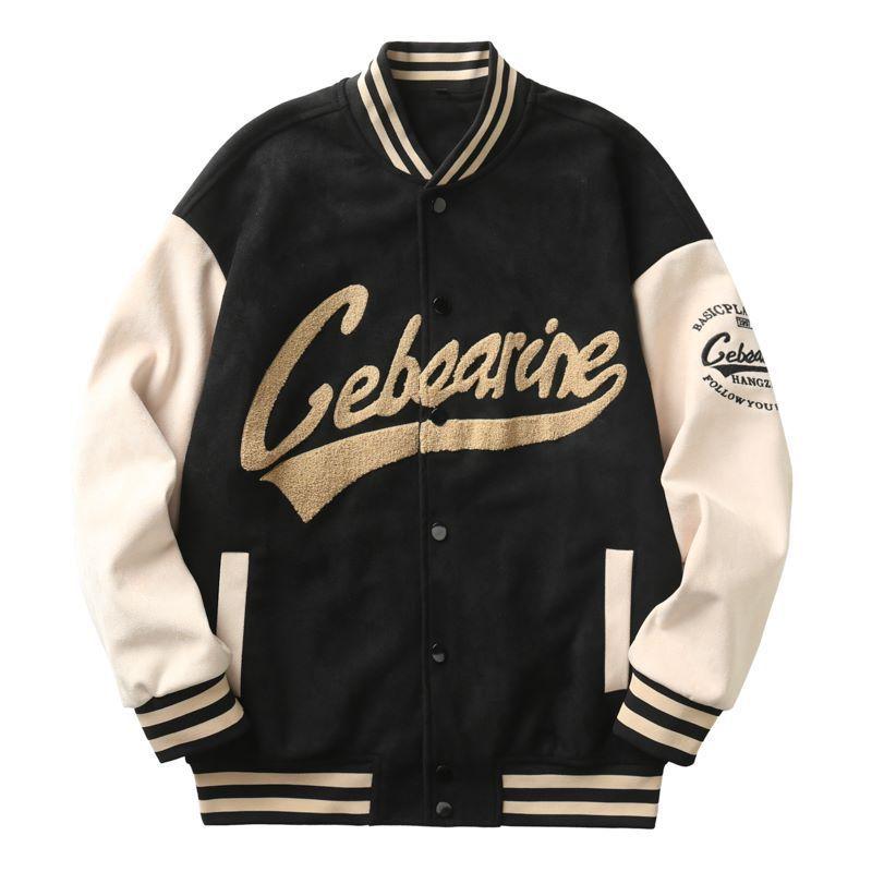 American Suede Baseball Jersey Men'S Loose Trendy Brand Large Size Casual Jacket Boys Winter Cotton Jacket Tide