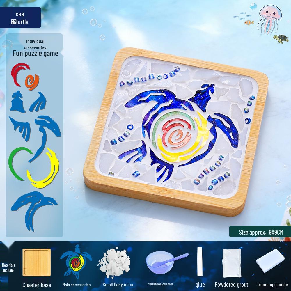 Marine Life Series DIY Mosaic Coaster Kit: Cultural Collage Materials