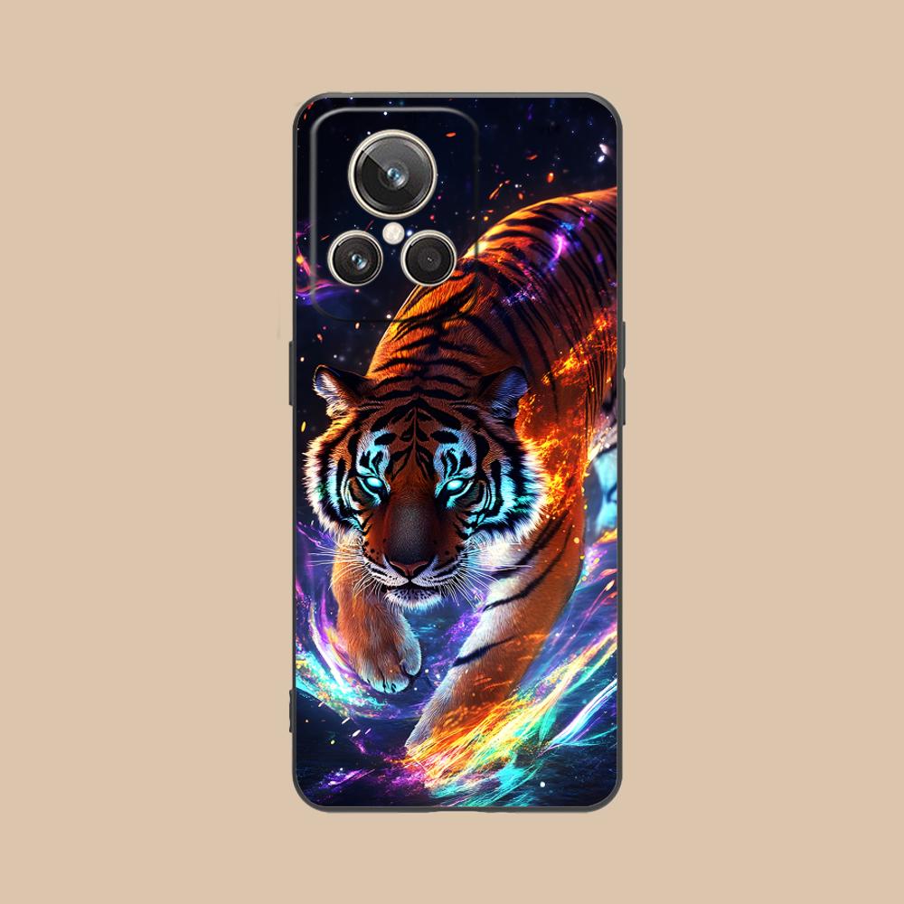 Tiger Neon Mobile Cell Phone Case for Realme GT 8 Neo Pro C75 73 71 C67 65 C55 53 C35 31 C20 15 Colorful Printing Cover Cover
